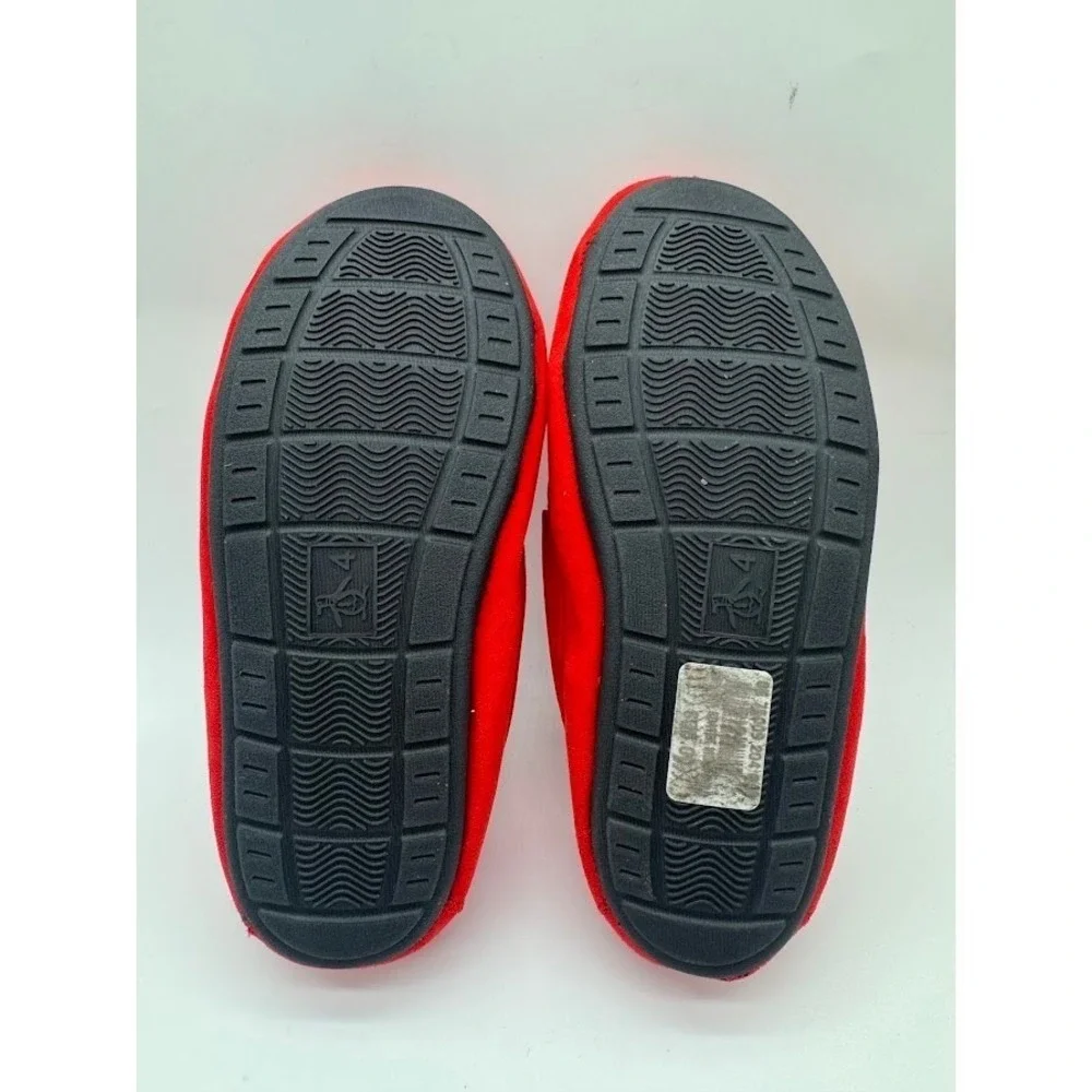 Original Penguin Kids Red Moccasin Slippers Fleece‎ Lined House Shoes Size 4